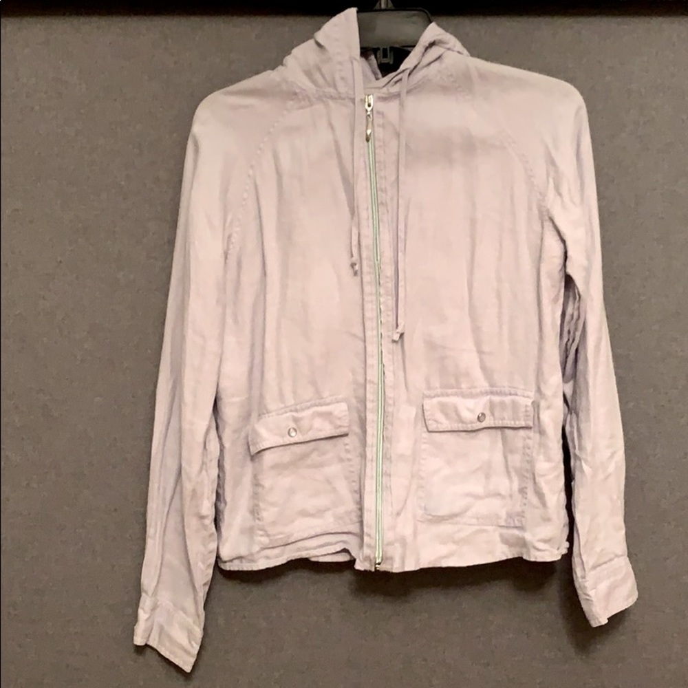 Light jacket with hood.